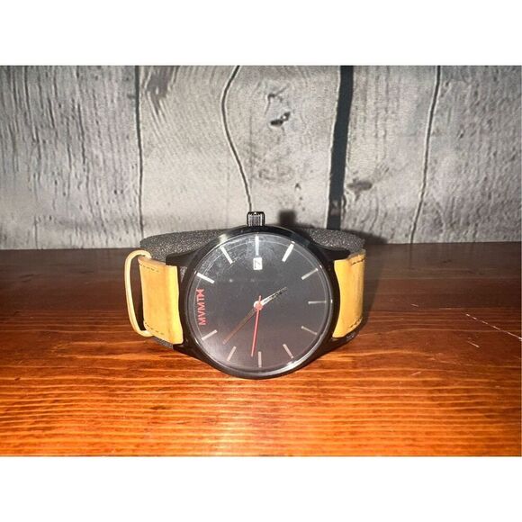 MVMT Classic Men's 45 MM Analog Black Tan Watch with Leather Strap D-MC01-BLBR - Picture 1 of 8